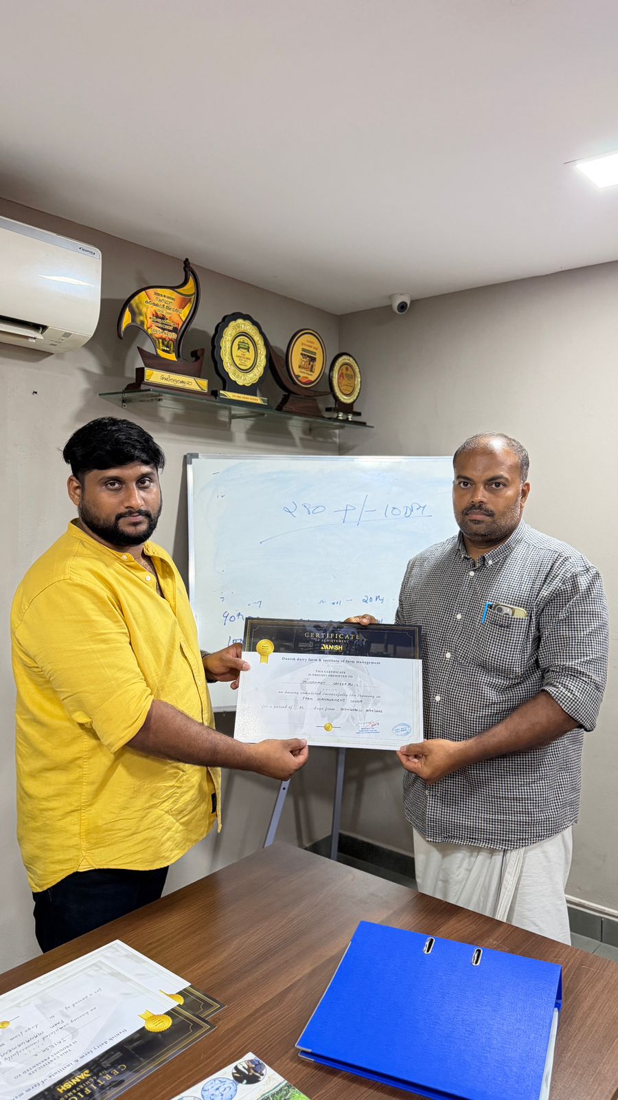 Training certificate handover
